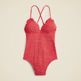 Smocked ruffle-trim one-piece in ditsy floral print