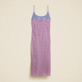 Embroidered slip dress in summer fields-print ramie