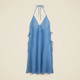 Side-tie midi dress in mini floral-print ramie