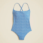 Scoopback one-piece swimsuit in floral-stripe print