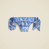 Ruffle-trim string bikini bottom in bandana block print