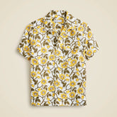 Kids' short-sleeve camp shirt in linen-cotton blend