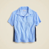 Kids' short-sleeve johnny-collar shirt in towel terry