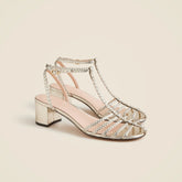 Shay braided-strap block-heel sandals in metallic leather