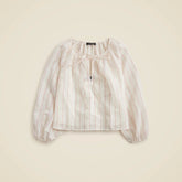 Tie-front popover top in dobby satin