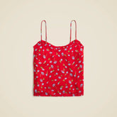 Ruffle-trim camisole in brushed daisy-print chiffon