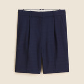 Pleated trouser short in luster canvas