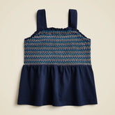 Girls' smocked tank top in broken-in jersey