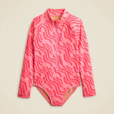 Girls' zip-up rash guard one-piece swimsuit