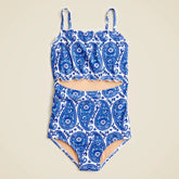 Girls' lettuce-edge cutout one-piece swimsuit