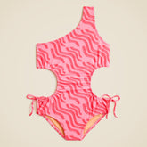 Girls' one-shoulder cutout one-piece swimsuit