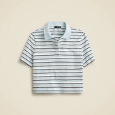 Piqué cropped polo shirt in stripe