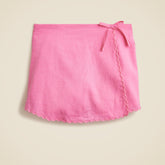 Girls' scallop-trim wrap skort in linen-cotton blend