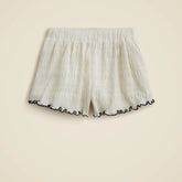 Girls' smocked lettuce-edge short in crinkled jersey