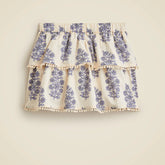 Girls' bobble-trim skirt in blooming lilac block print