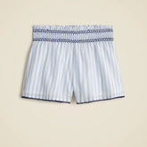 Girls' smocked short in cotton voile stripe