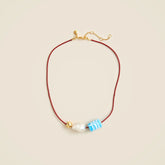 Beaded leather cord necklace