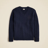 Cotton cable-knit V-neck sweater