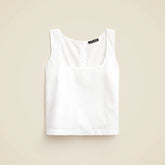 Squareneck button-back top in linen