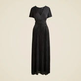 Pleated tie-waist dress in luster georgette