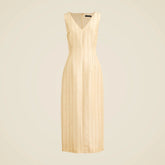 V-neck sheath dress in striped linen blend