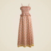 Ravenna dress in sunset rose block-print ramie