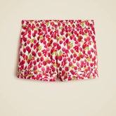 Girls' pintuck short in raspberry burst print