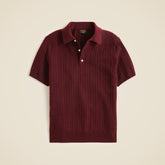 Short-sleeve cashmere cable-knit sweater-polo