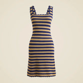 Scallop-trim sweater-dress in stripe