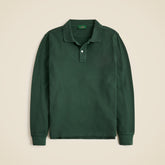 Long-sleeve washed piqué polo shirt