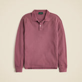 Long-sleeve washed piqué polo shirt