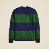 Long-sleeve macropiqué cotton T-shirt in stripe
