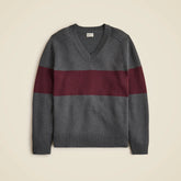 Heritage cotton V-neck sweater in stripe