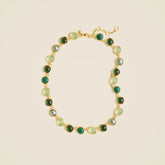 Pearl and stone station necklace