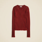 Ribbed featherweight cashmere long-sleeve sweater-tee