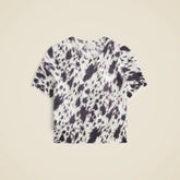 Brushed cashmere T-shirt in cow print
