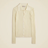 Ribbed tulle-trim sweater-tee in premium ultra-fine cotton