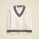 Cashmere cable-knit cricket sweater