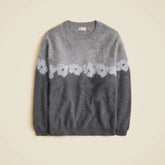Brushed cashmere relaxed crewneck sweater in floral print