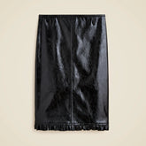 Ruffle-trim pencil midi skirt in faux leather