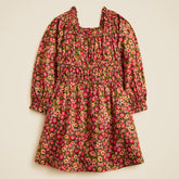 Girls' long-sleeve smocked dress in floral
