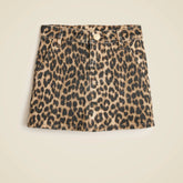 Girls' leopard-print denim skirt