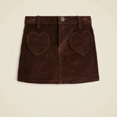 Girls' heart-pocket corduroy skirt