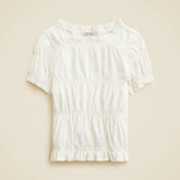 Girls' smocked T-shirt in broken-in-jersey
