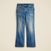 Bootcut jean in creased indigo wash