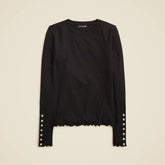 Refined rib long-sleeve T-shirt with button cuffs