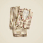 Soft-shine long-sleeve pajama pant set in print