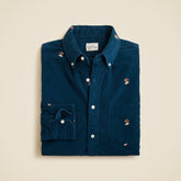 Fine-wale corduroy shirt with embroidered dogs