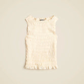 Smocked shell tank top in crepe de chine
