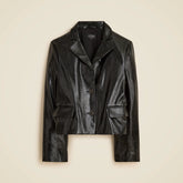 Shirt-jacket in faux distressed leather